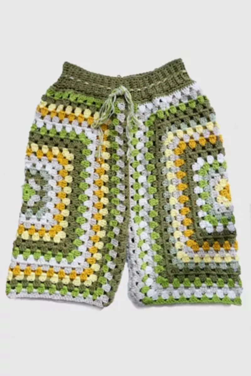 MARVES new york Granny Square Daisy Green Bermuda Shorts