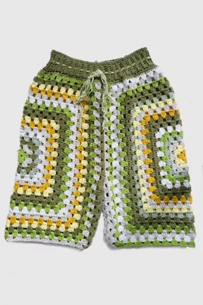 MARVES new york Granny Square Daisy Green Bermuda Shorts