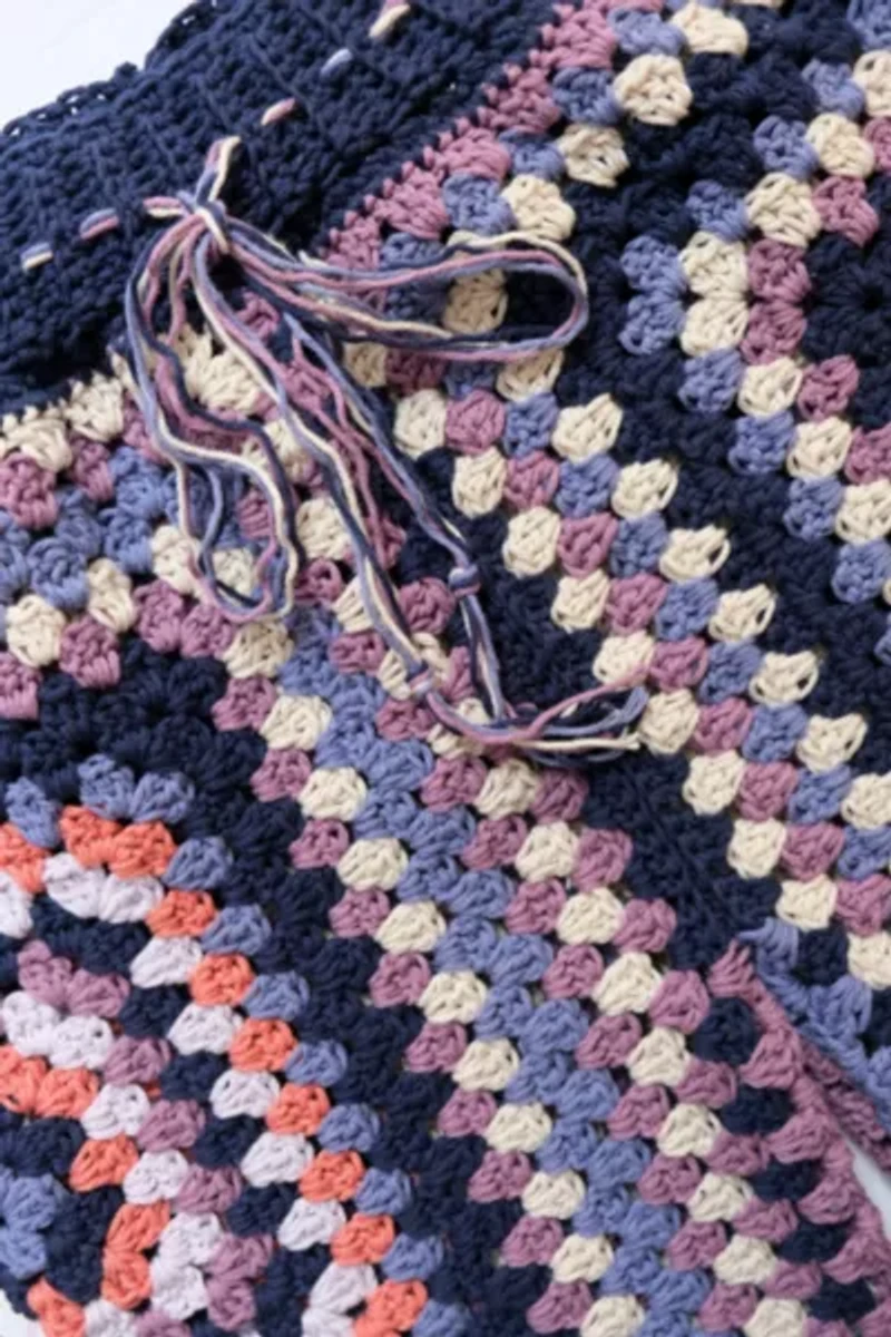MARVES new york Granny Square Patchwork Plum Bermuda Shorts