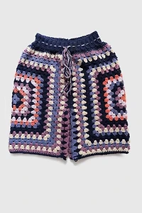 MARVES new york Granny Square Patchwork Plum Bermuda Shorts