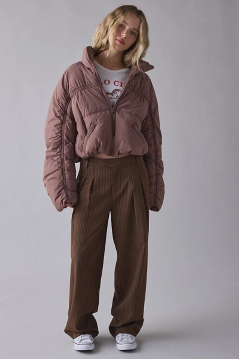 BDG Piper Ruched Cropped Puffer Jacket