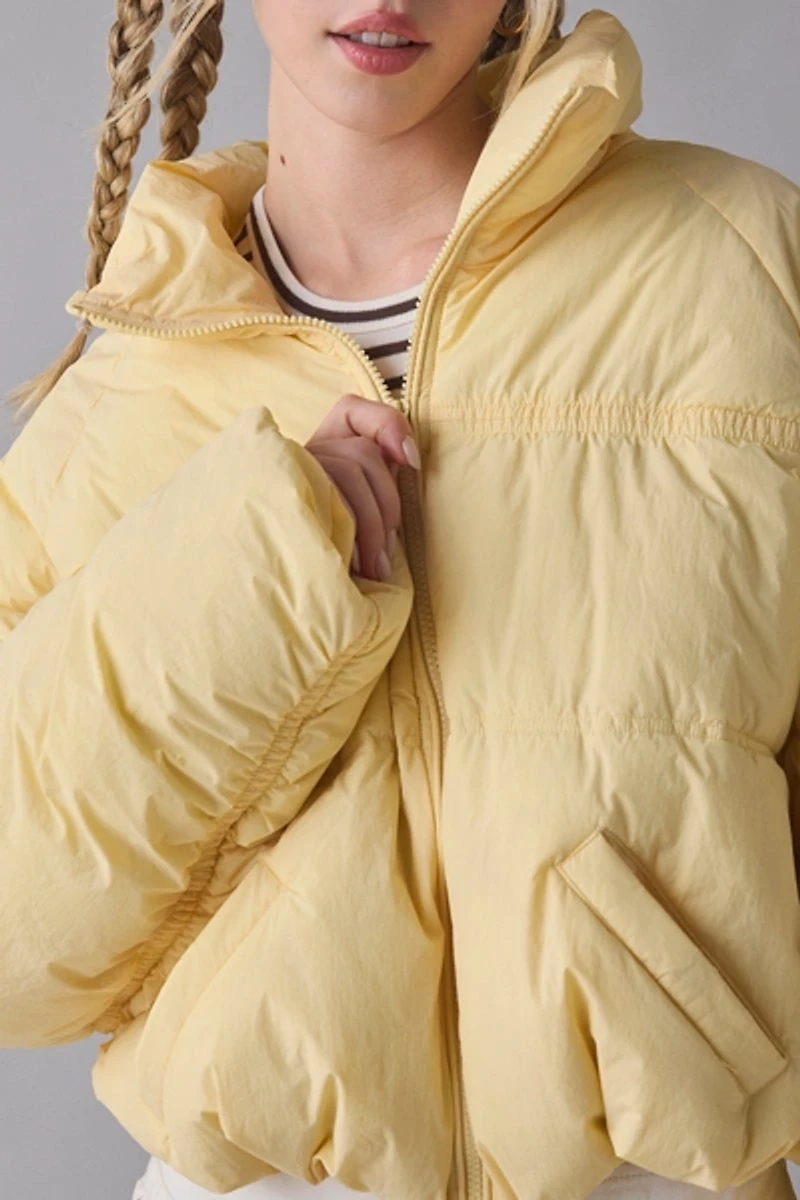 BDG Piper Ruched Oversized Crop Puffer Jacket