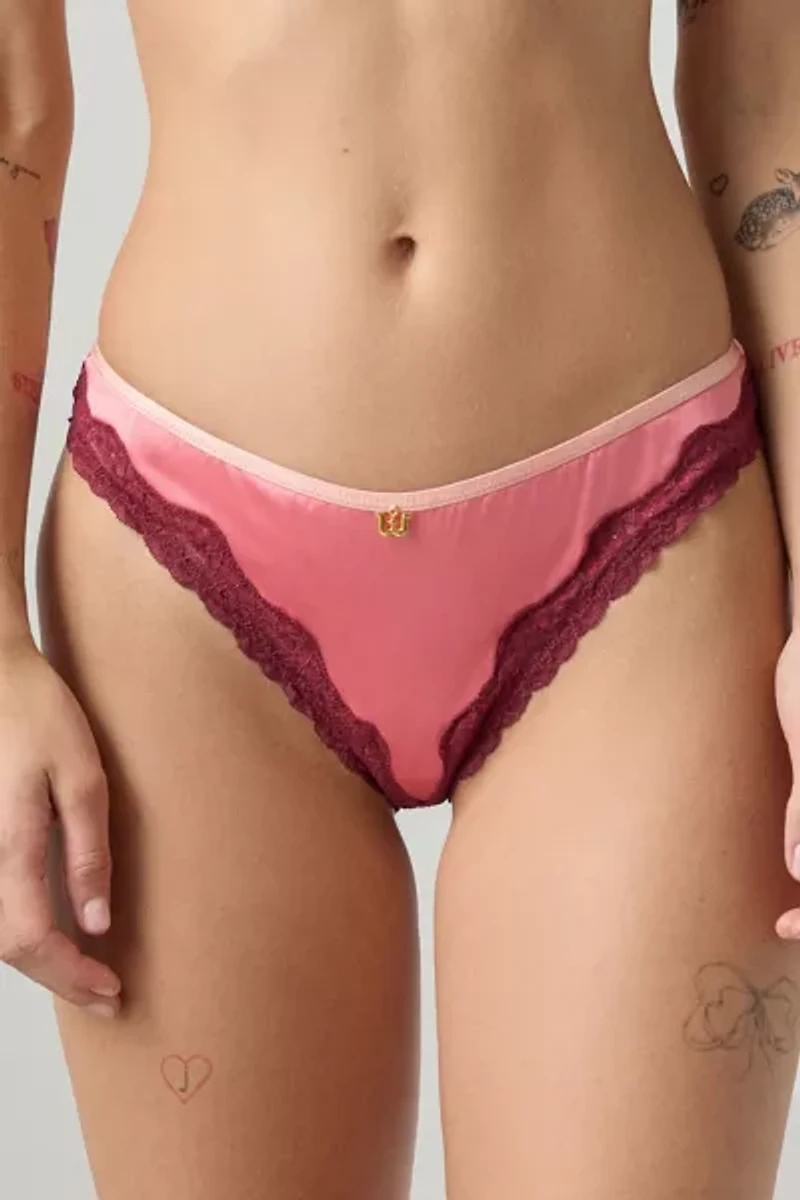 Wild Lovers Thea Lace Trim Satin Thong