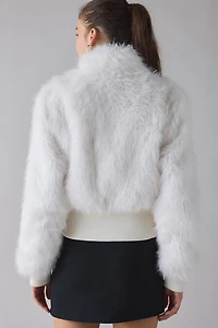 UO Laurie Zip-Up Cropped Faux Fur Jacket