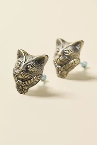 Lilou Cat Metal Knob - Set Of 2