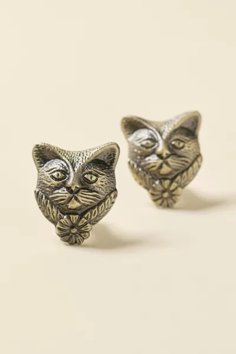 Lilou Cat Metal Knob - Set Of 2