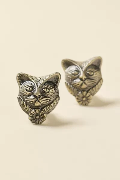 Lilou Cat Metal Knob - Set Of 2