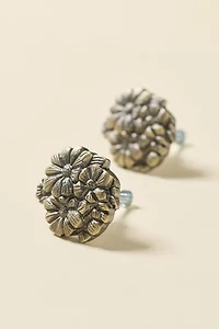 Fleur Flower Bunch Iron Knob - Set Of 2