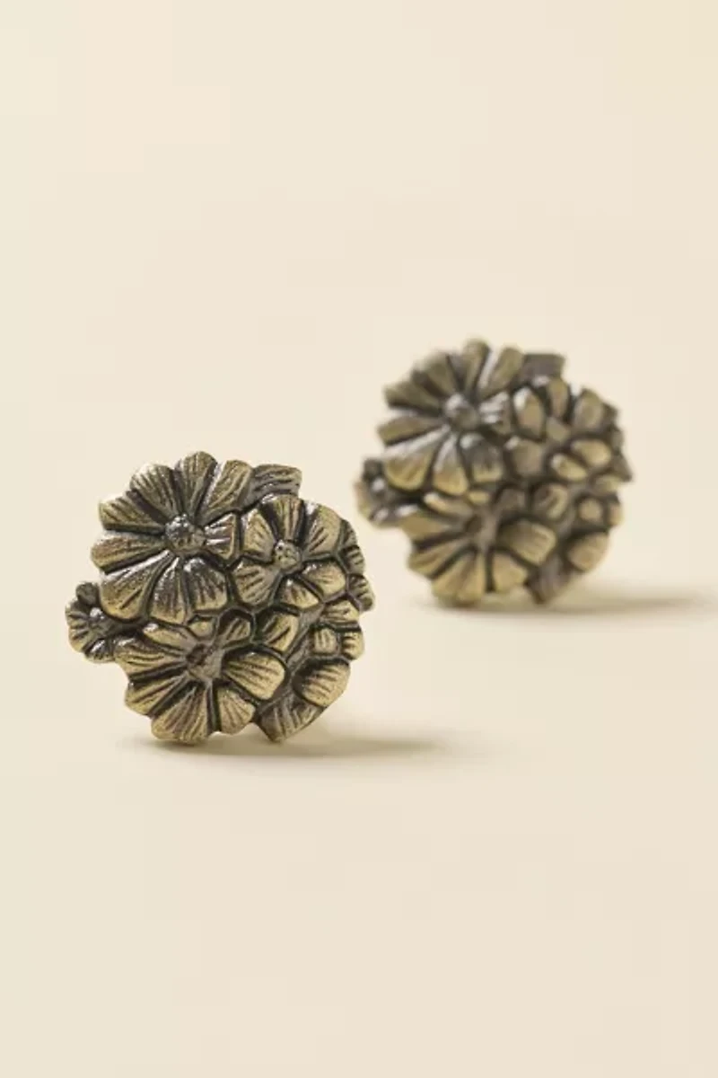 Fleur Flower Bunch Iron Knob - Set Of 2