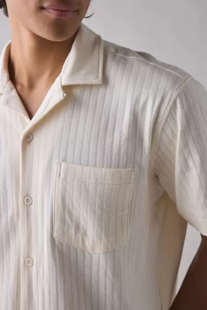 UO Ribbed Knit Cotton Boxy Short Sleeve Shirt