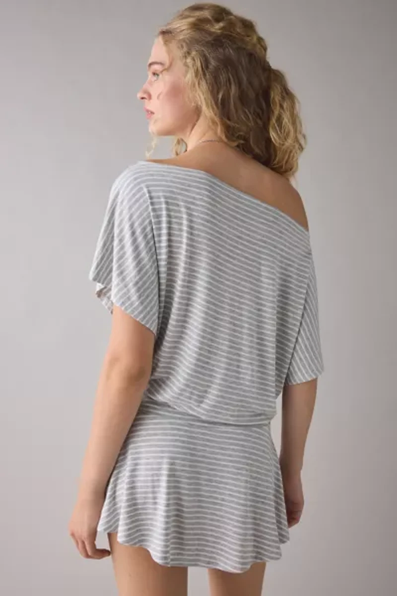 UO Total Eclipse Draped Jersey Knit Off-The-Shoulder Mini Dress