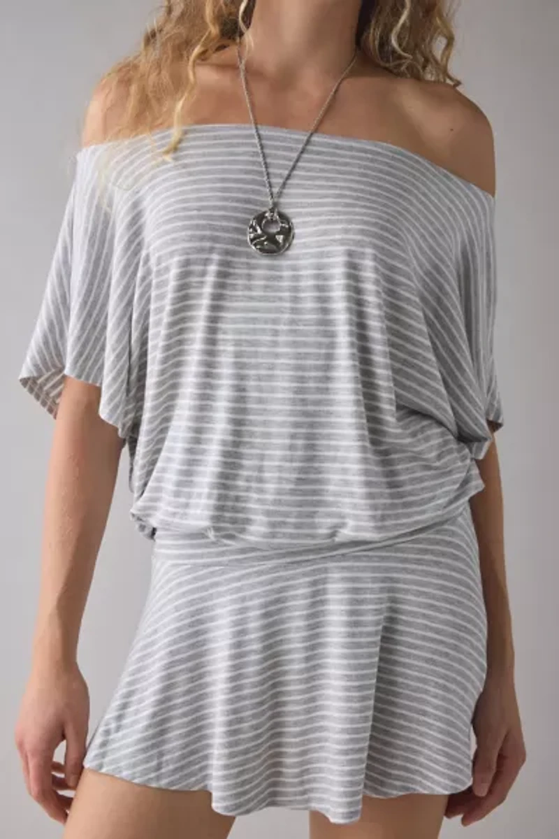 UO Total Eclipse Draped Jersey Knit Off-The-Shoulder Mini Dress