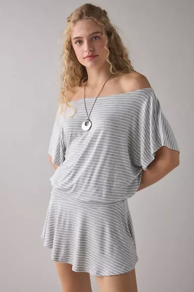 UO Total Eclipse Draped Jersey Knit Off-The-Shoulder Mini Dress