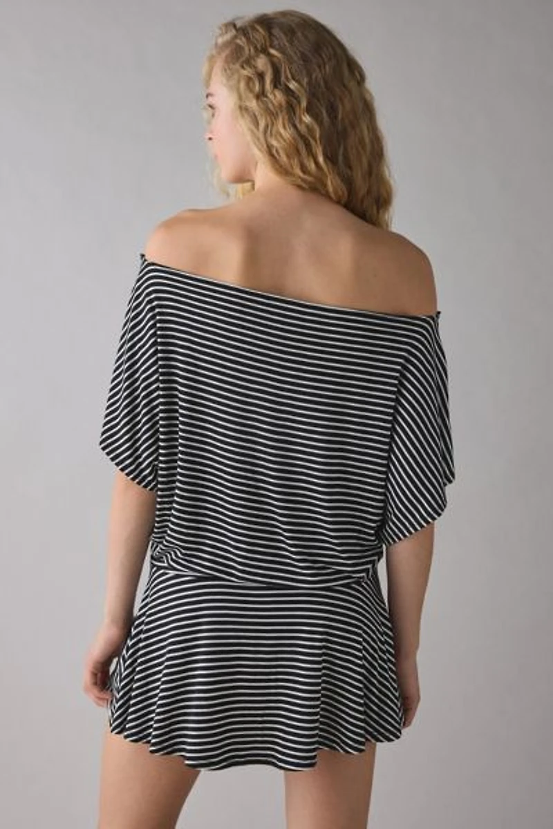 UO Total Eclipse Draped Jersey Knit Off-The-Shoulder Mini Dress