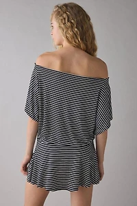 UO Total Eclipse Draped Jersey Knit Off-The-Shoulder Mini Dress