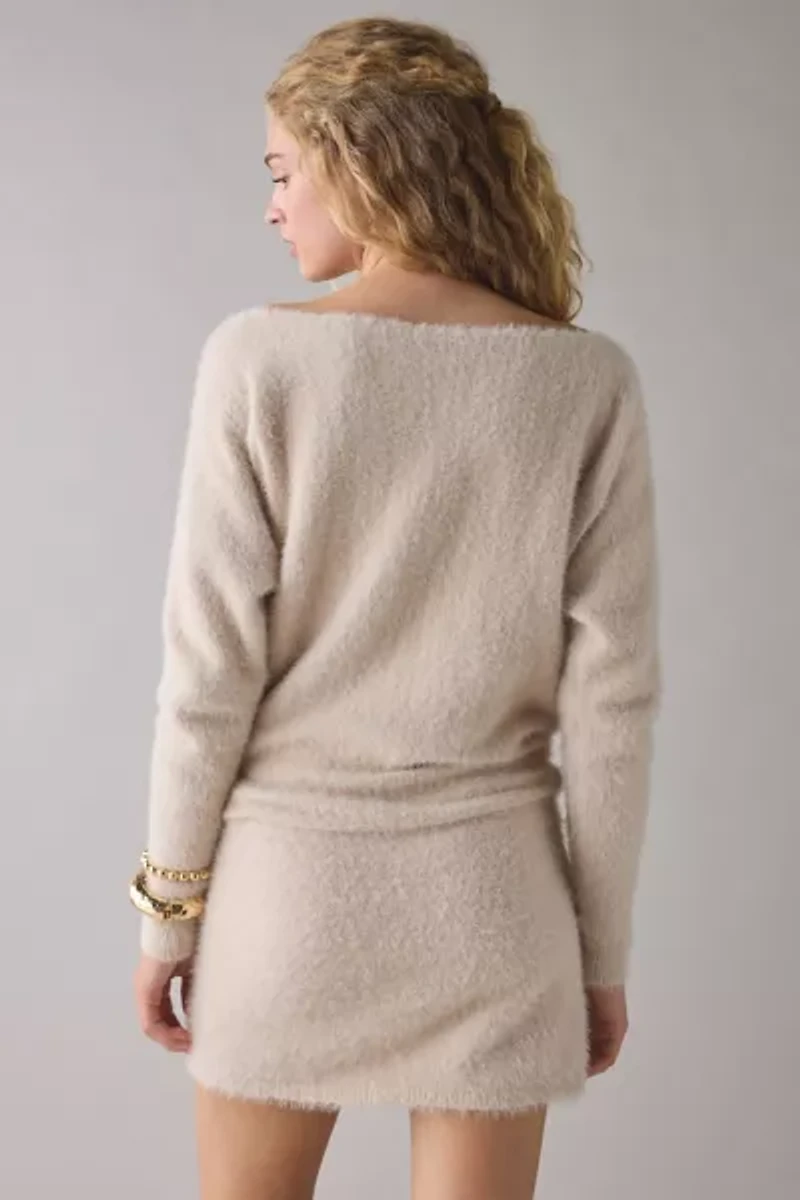 UO Swit-er Knit Off-The-Shoulder Mini Dress