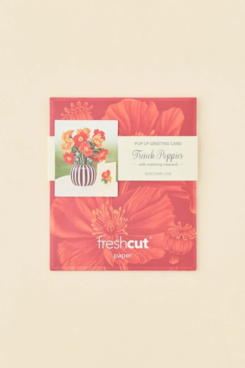 FreshCut Paper Mini French Poppy Pop-Up Greeting Card