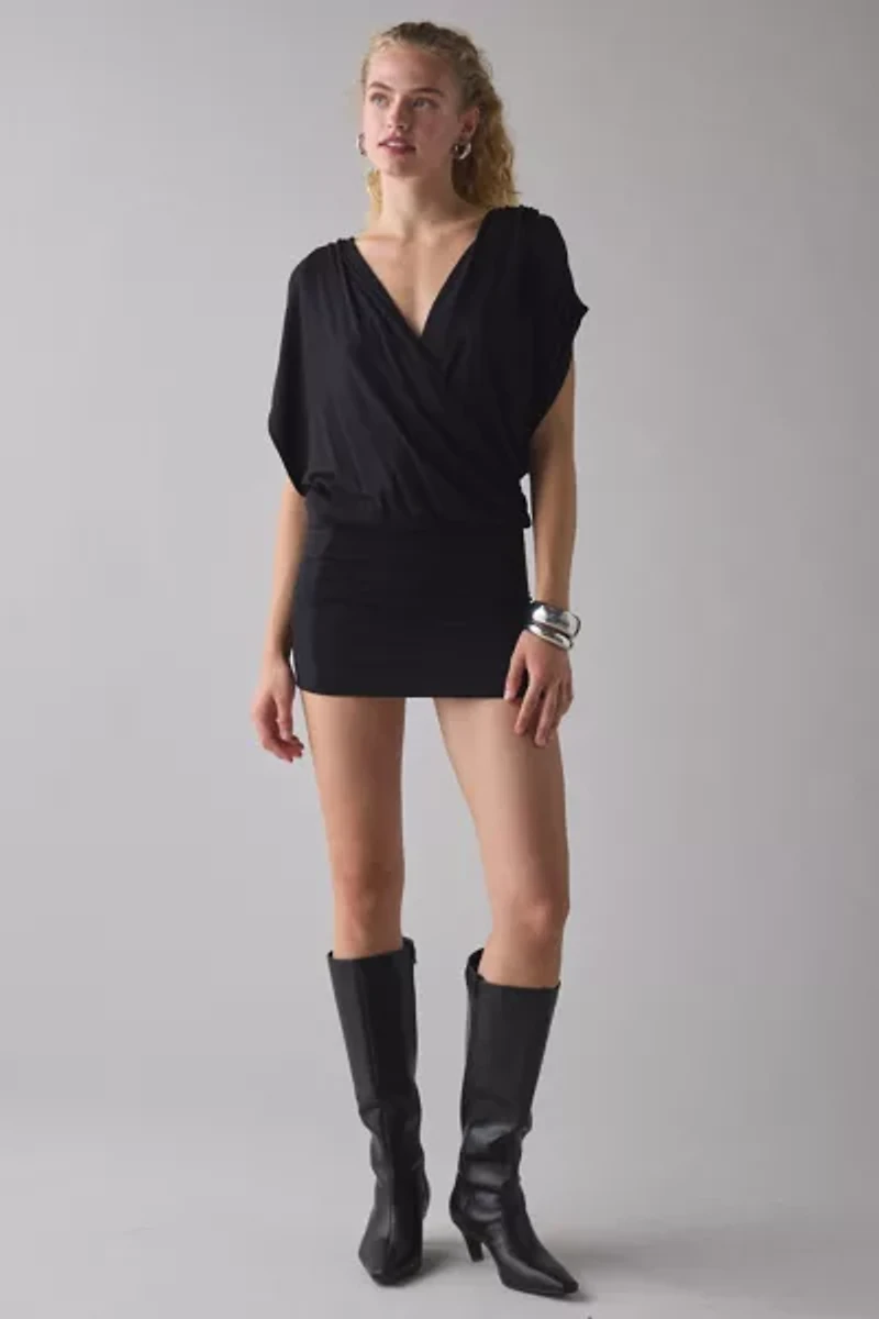 UO Endless Love Double Plunge Jersey Knit Mini Dress