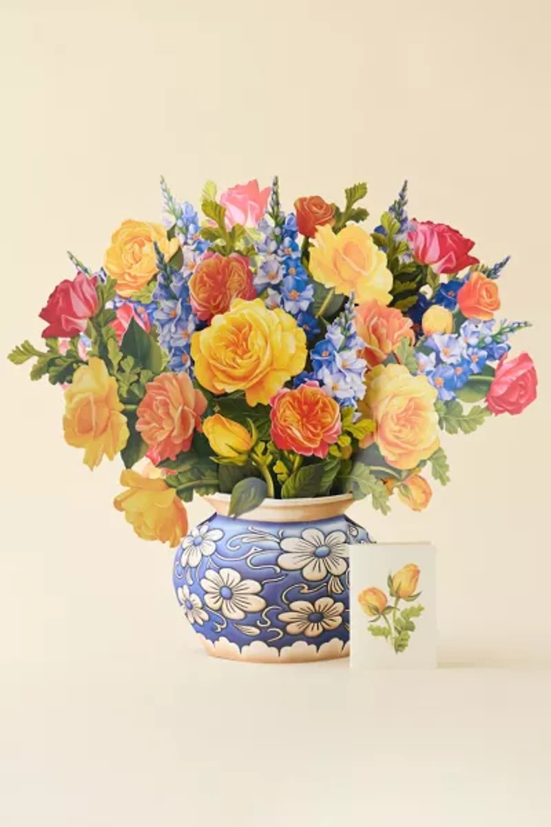 FreshCut Paper Grande Sorbet Roses Pop-Up Greeting Card