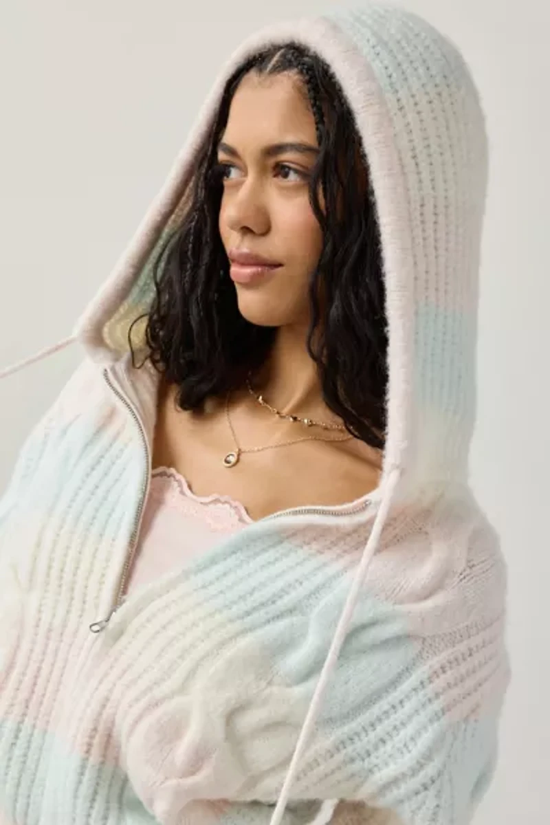 Out From Under Cabin Fever Cable Knit Full-Zip Hoodie Sweater