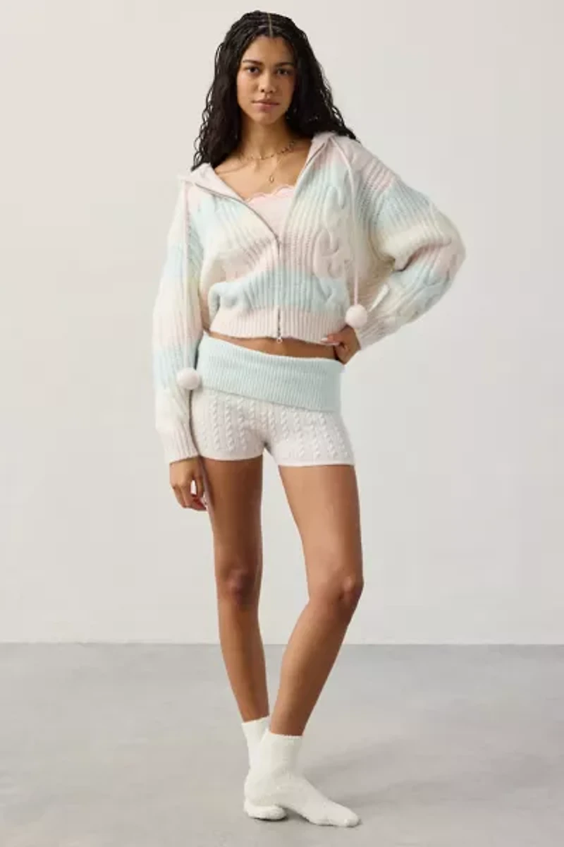 Out From Under Cabin Fever Cable Knit Full-Zip Hoodie Sweater