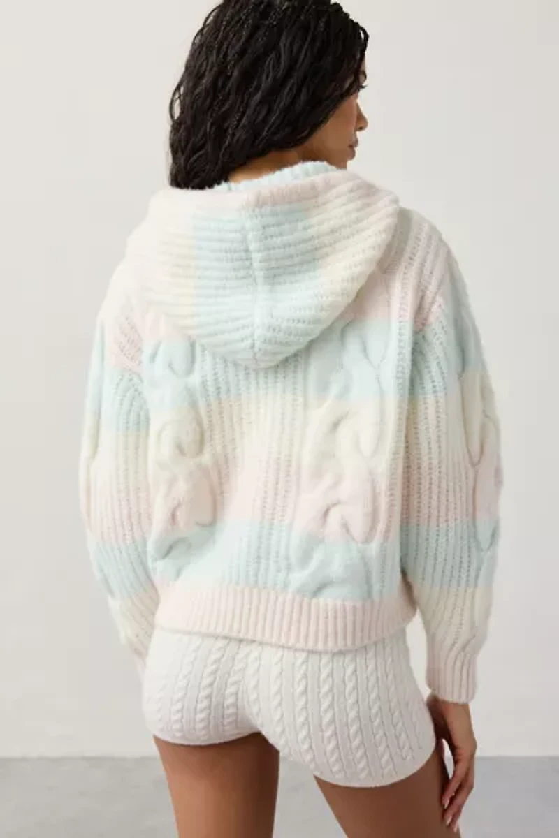 Out From Under Cabin Fever Cable Knit Full-Zip Hoodie Sweater