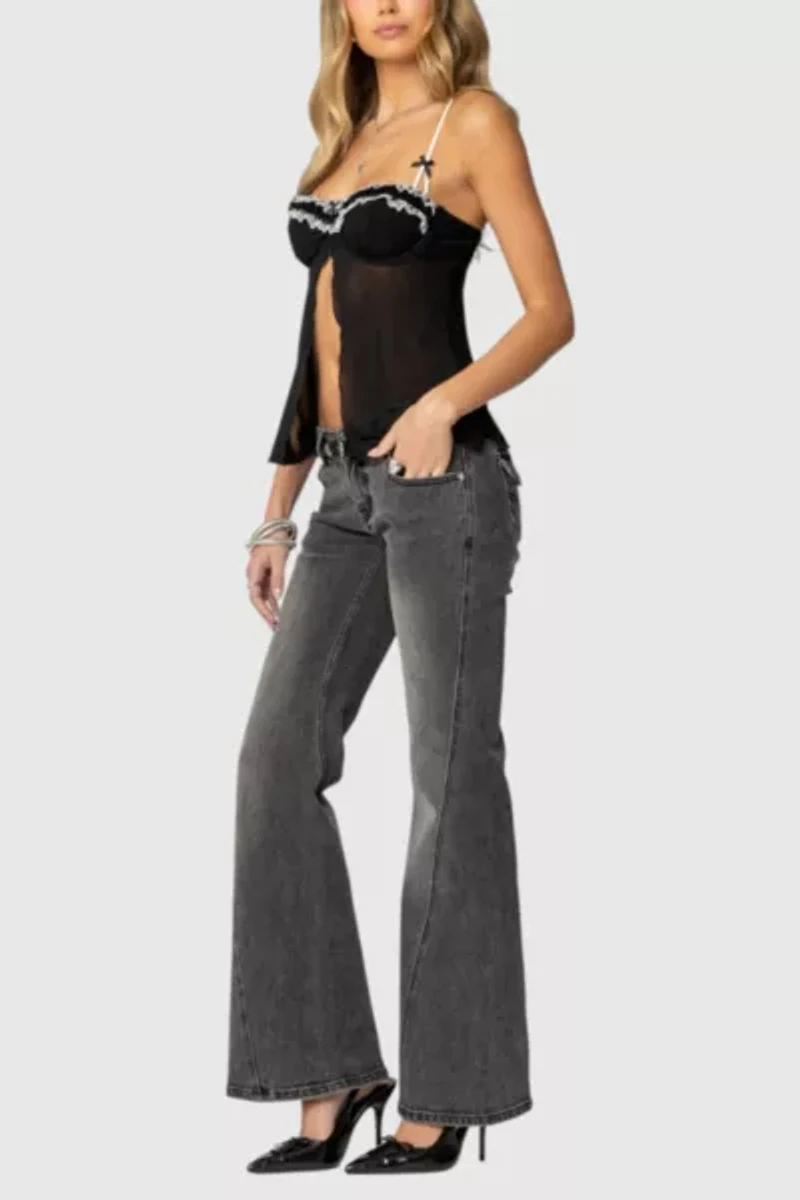 Edikted Colton Boot Cut Low Rise Jeans