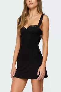 Edikted Rosine Lacey Cupped Mesh Mini Dress