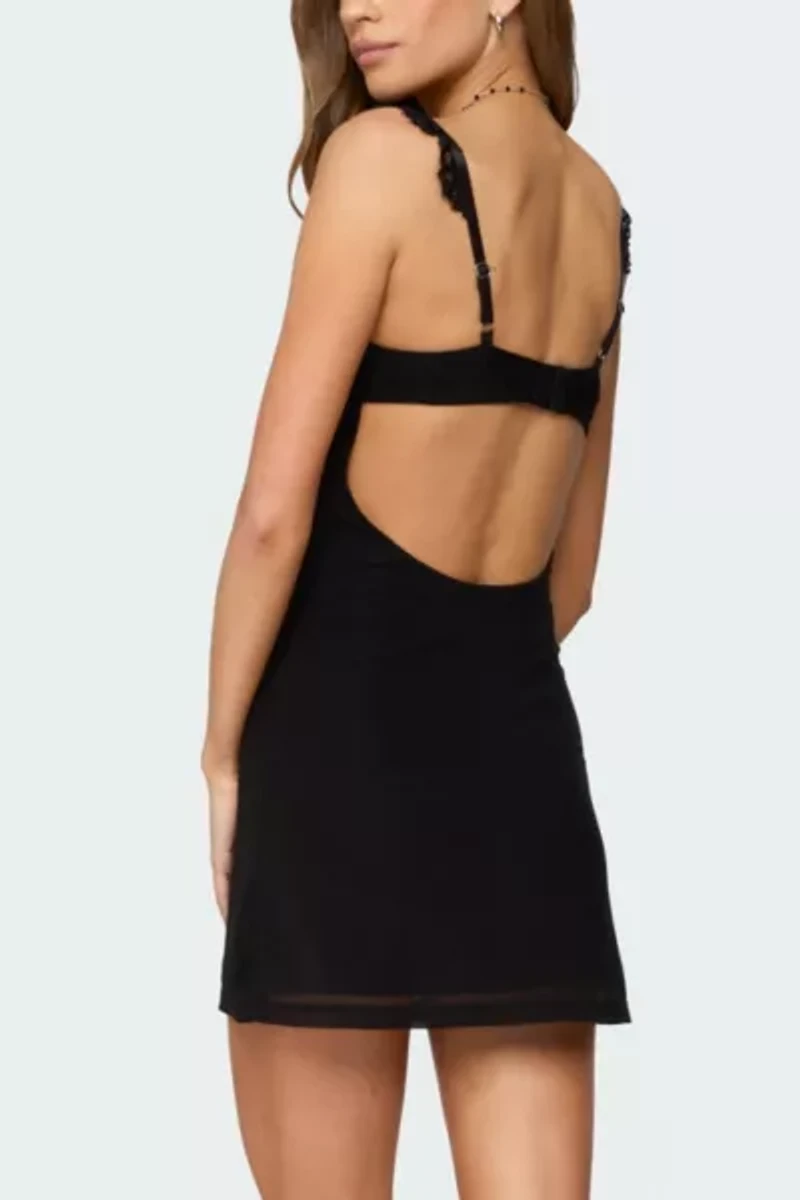 Edikted Rosine Lacey Cupped Mesh Mini Dress