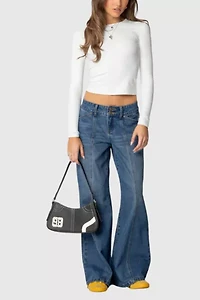 Edikted Charlie Panel Stitch Low Rise Jeans