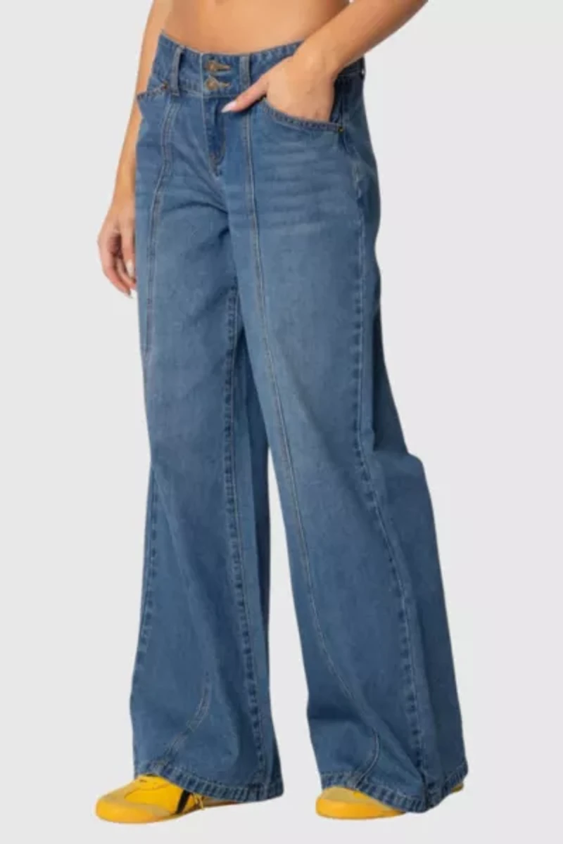 Edikted Charlie Panel Stitch Low Rise Jeans