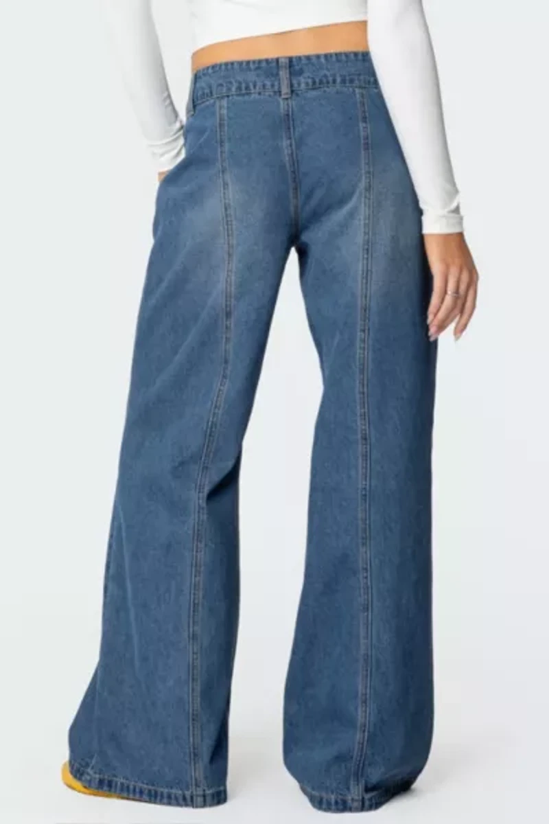 Edikted Charlie Panel Stitch Low Rise Jeans