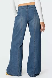 Edikted Charlie Panel Stitch Low Rise Jeans