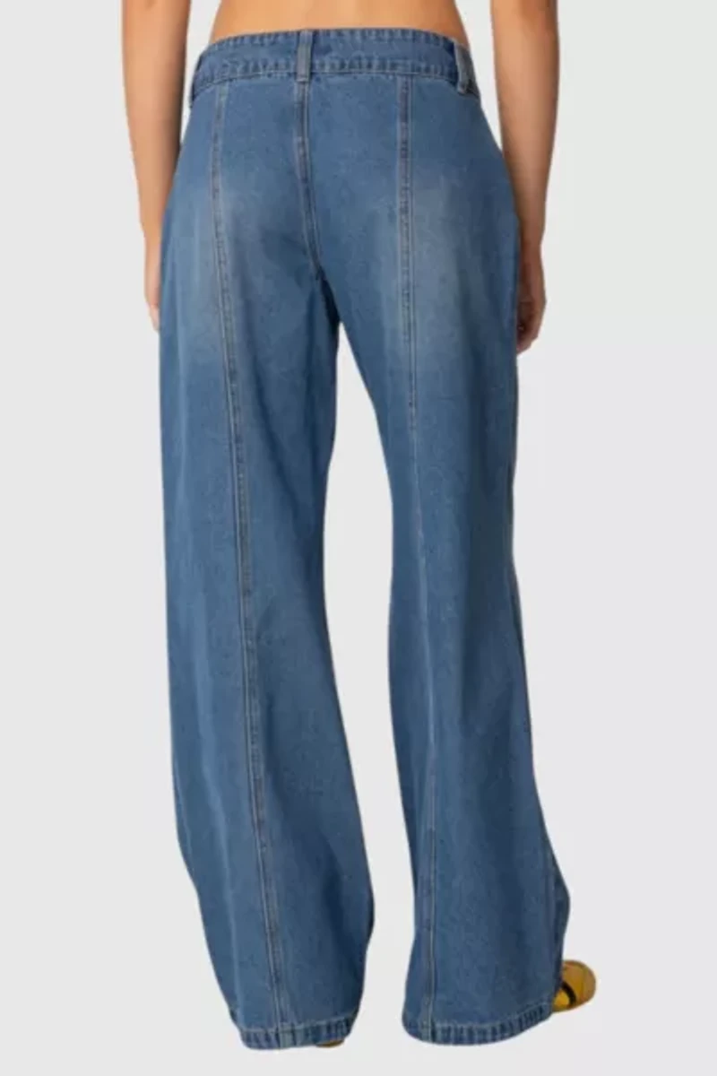 Edikted Charlie Panel Stitch Low Rise Jeans