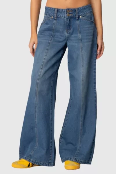 Edikted Charlie Panel Stitch Low Rise Jeans