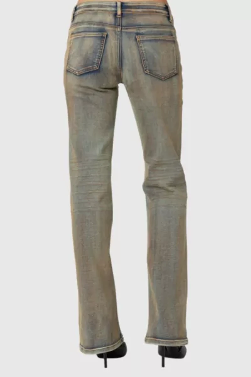 Edikted Boot Cut Low Rise Mud Washed Jeans