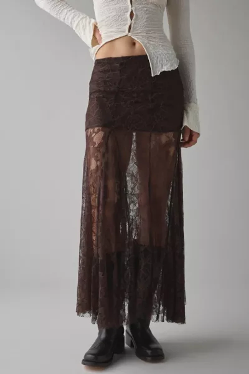 Kimchi Blue Hazy Days Semi-Sheer Lace Maxi Skirt