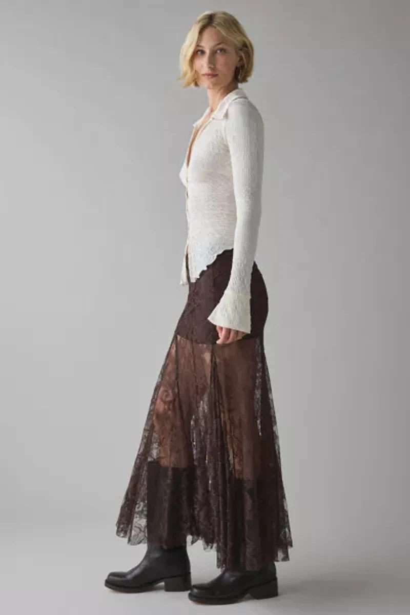 Kimchi Blue Hazy Days Semi-Sheer Lace Maxi Skirt
