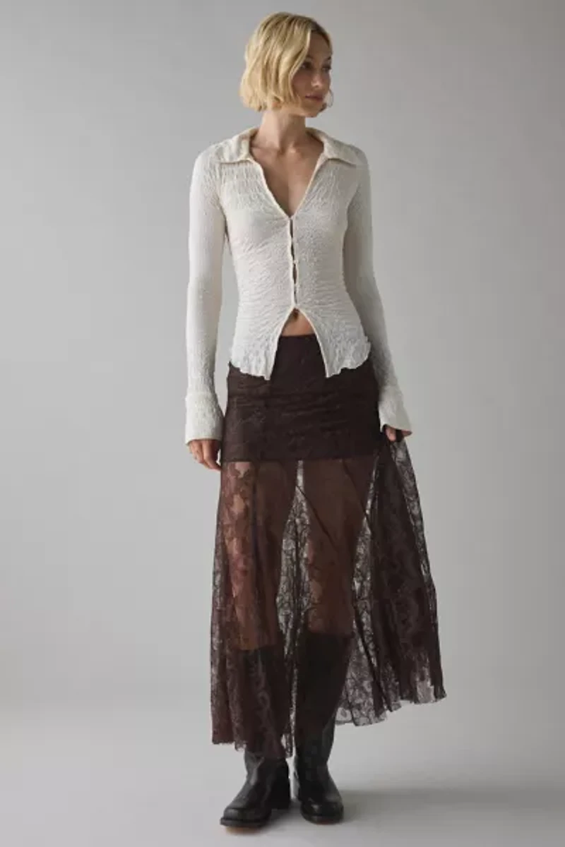 Kimchi Blue Hazy Days Semi-Sheer Lace Maxi Skirt