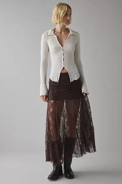 Kimchi Blue Hazy Days Semi-Sheer Lace Maxi Skirt