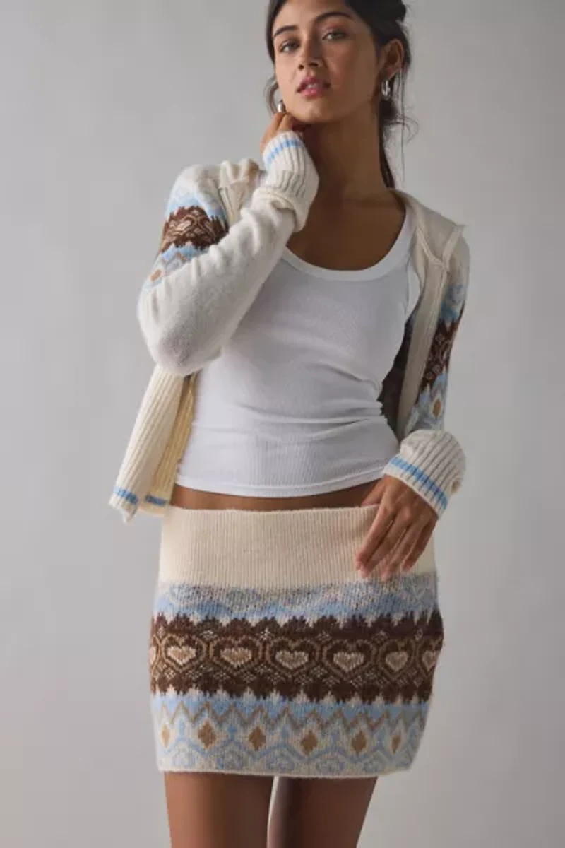 BDG Northern Lights Fair Isle Knit Micro Mini Skirt