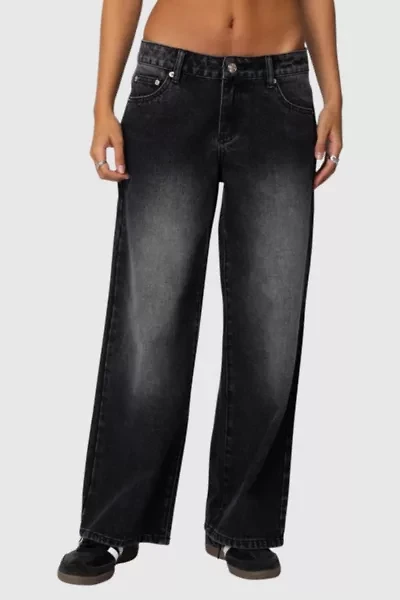Edikted Petite Magda Low Rise Acid Wash Jeans