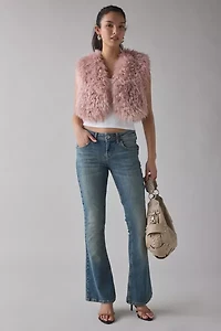 Azalea Wang Camille Cropped Blush Faux Fur Vest