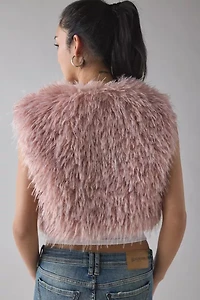 Azalea Wang Camille Cropped Blush Faux Fur Vest