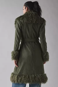 Azalea Wang Gilda Faur Fur Trim Faux Suede Jacket