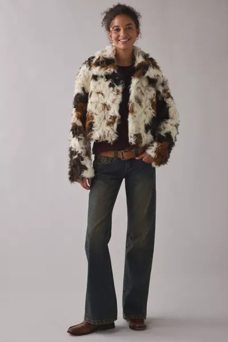 Azalea Wang Enora Cropped Faux Fur Jacket