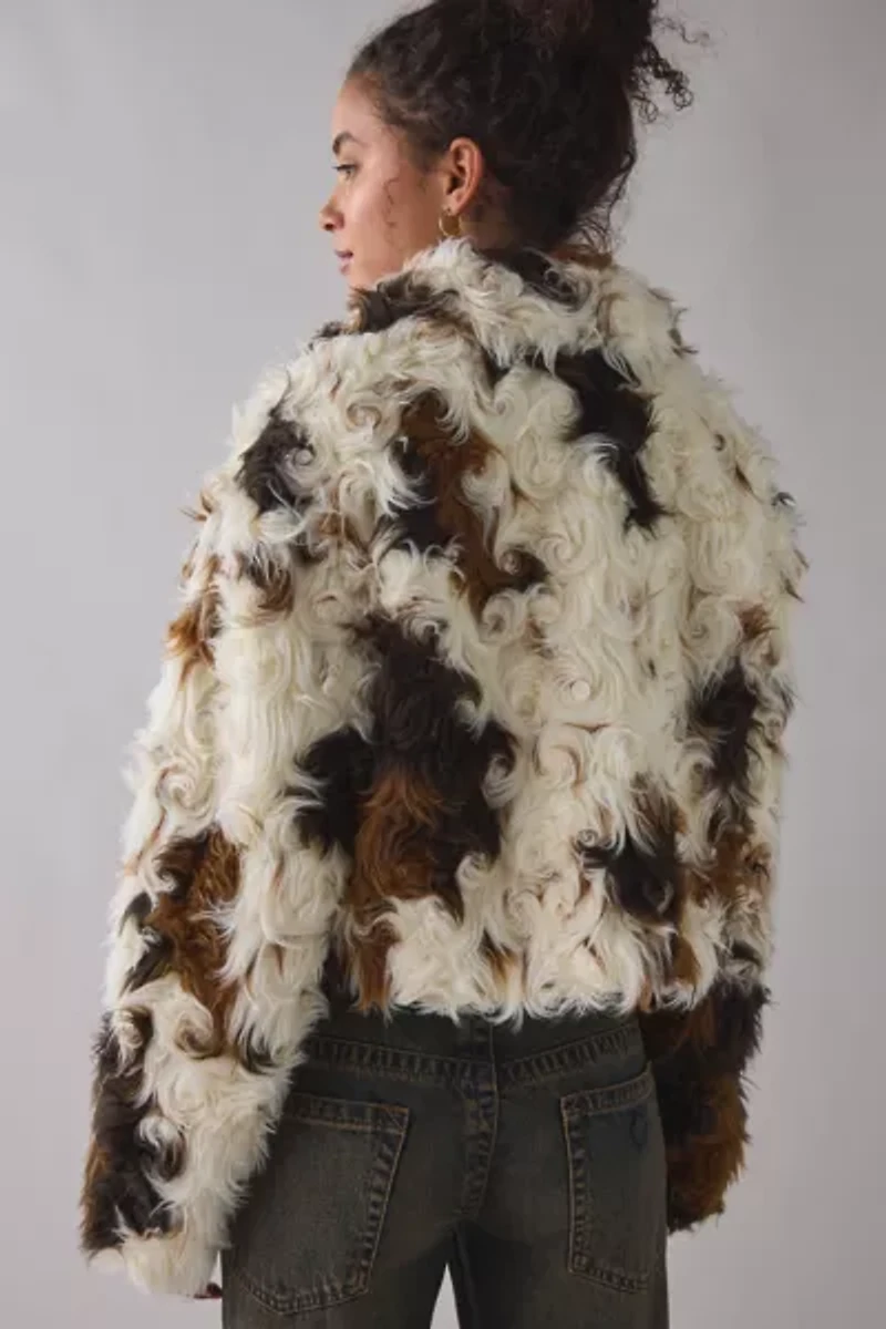 Azalea Wang Enora Cropped Faux Fur Jacket