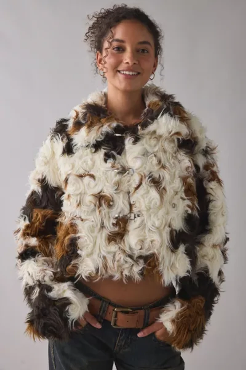 Azalea Wang Enora Cropped Faux Fur Jacket