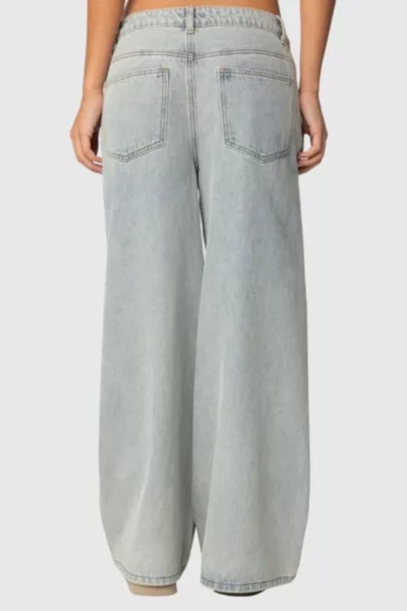 Edikted Side Stripe Washed Low Rise Jeans