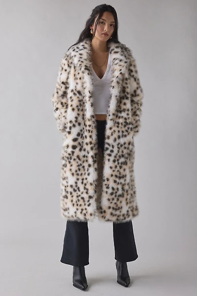 Azalea Wang Pepper Leopard Faux Fur Long Coat